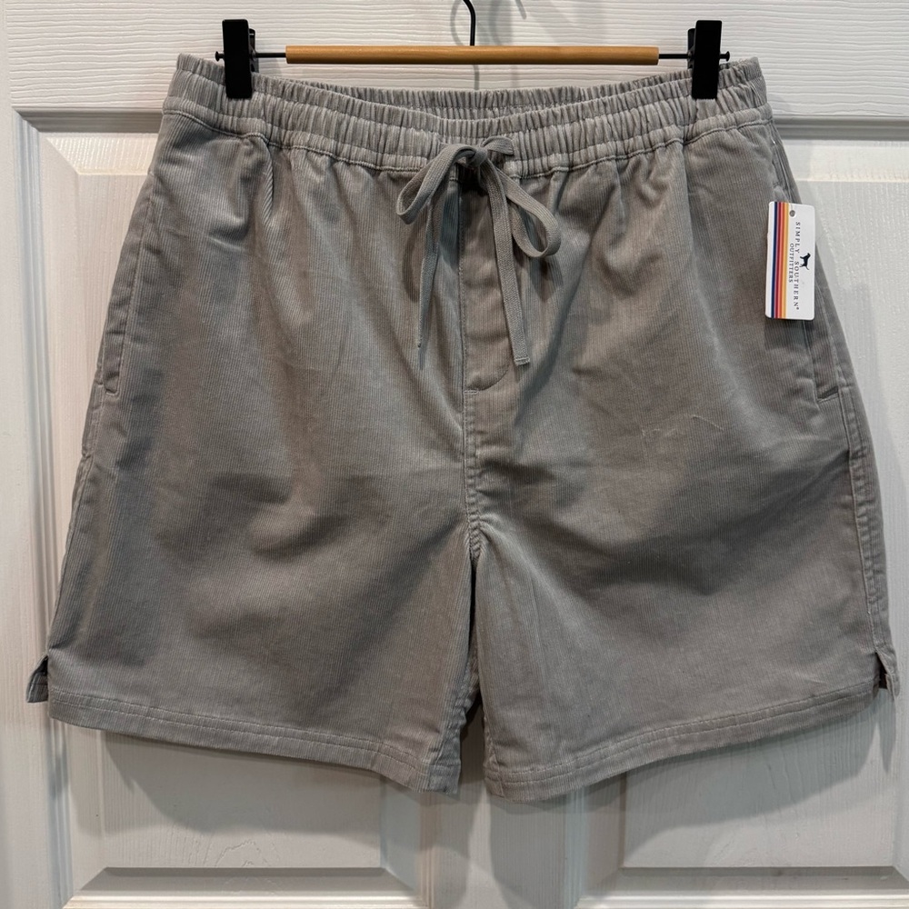 NWT Simply Southern Gray Corduroy Men's Shorts With Drawstring Size XL